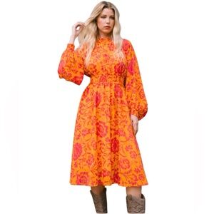 Oddi Orange and Pink Floral Dress